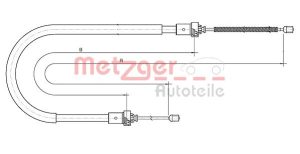 Cablu frana de parcare METZGER 10.6893 DACIA SANDERO 1,149 cmc (D4F 732) benzina 75 METZGER 10.6893
