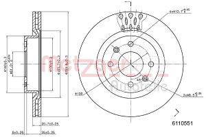Disc frana METZGER 6110551 DACIA LOGAN pick-up (US_) 1,598 cmc (K7M 800) Benzina/Autogaz (GPL) 84 METZGER 6110551