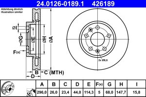 Disc frana ATE 24.0126-0189.1 DACIA DUSTER (PYM_, PYN_) 1,598 cmc (H4M632) benzina/elector 141 ATE 24.0126-0189.1