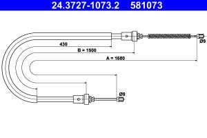Cablu frana de parcare ATE 24.3727-1073.2 DACIA LOGAN II 1,598 cmc (K7M 812) benzina 80 ATE 24.3727-1073.2
