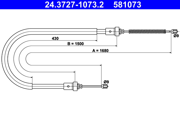 Cablu frana de parcare ATE 24.3727-1073.2 DACIA LOGAN (LS_) 1,461 cmc (K9K 892) diesel 88 ATE 24.3727-1073.2