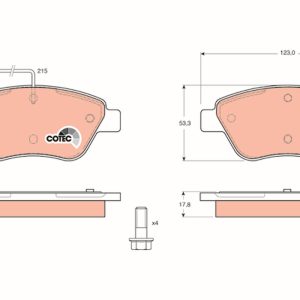 Placute frana FIAT QUBO (225_) 1.3 D Multijet (225CXB1A, 225AXB1A, 225CXB11, 225AXB11,... diesel 75 cai TRW GDB1482
