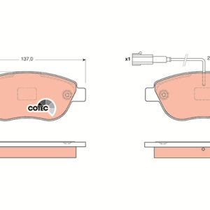 Placute frana FIAT QUBO (225_) 1.3 D Multijet (225AXE1A, 225CXE1A, 225AXH1A, 225AXL1A,... diesel 95 cai TRW GDB1655