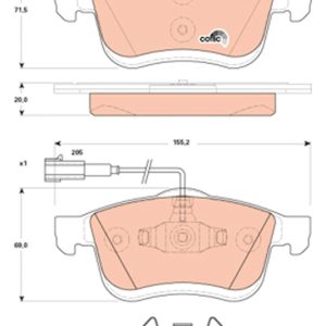 Placute frana FIAT DOBLO Cargo (263_) 1.3 D Multijet (263WXU1A, 263ZXU1A, 263WYB1A, 263ZYB1A) diesel 95 cai TRW GDB1865