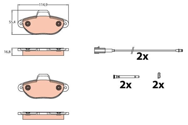 Placute frana FIAT 500 (312_) 1.2 (312AXA1A) benzina 69 cai TRW GDB2141