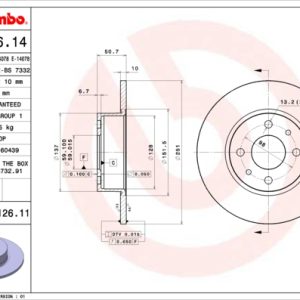 Disc frana FIAT CROMA (154_) 2500 D diesel 75 cai BREMBO 08.3126.11