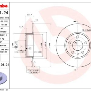 Disc frana FIAT CROMA (154_) 2500 V6 benzina 162 cai BREMBO 08.3126.21