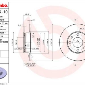 Disc frana FIAT FIORINO (127_) 1050 benzina 50 cai BREMBO 08.3636.10