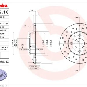 Disc frana FIAT 500 (312_) 0.9 (312AXM1B) benzina 105 cai BREMBO 08.5085.1X