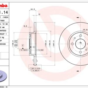 Disc frana FIAT TIPO (160_) 1.1 (160.AA) benzina 56 cai BREMBO 08.9621.14