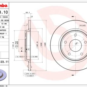 Disc frana FIAT FREEMONT (345_) 2.0 JTD 4x4 diesel 163 cai BREMBO 08.N123.11
