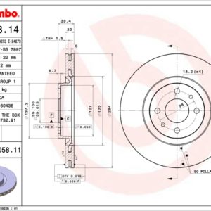 Disc frana FIAT TIPO (160_) 2.0 16V (160.AV) benzina 146 cai BREMBO 09.5058.11