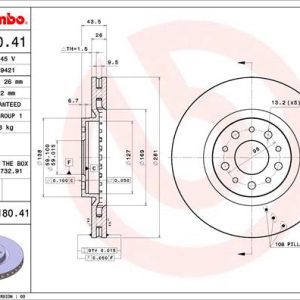Disc frana FIAT TIPO limuzina (356_, 357_) 1.4 LPG (356SXF1B) Benzina/Autogaz (GPL) 120 cai BREMBO 09.5180.41
