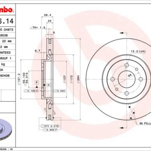 Disc frana FIAT TIPO (160_) 2.0 16V (160.AV) benzina 146 cai BREMBO 09.9626.14