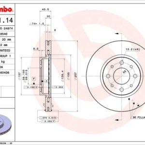 Disc frana FIAT TIPO (160_) 1.8 i.e.16V Sport benzina 136 cai BREMBO 09.9631.14