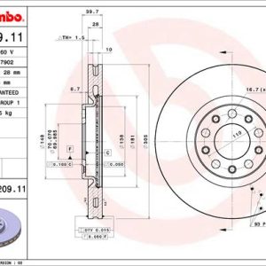 Disc frana FIAT 500X (334_) 1.0 (334.AXN1B) benzina 120 cai BREMBO 09.D209.11