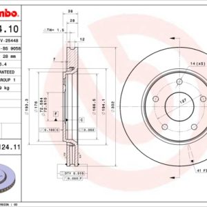 Disc frana FIAT FREEMONT (345_) 2.0 JTD 4x4 diesel 163 cai BREMBO 09.N124.11