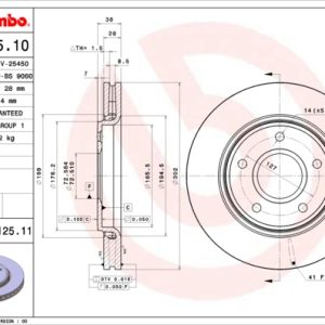 Disc frana FIAT FREEMONT (345_) 2.0 JTD 4x4 diesel 163 cai BREMBO 09.N125.11
