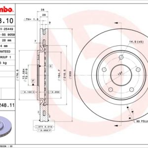 Disc frana FIAT FREEMONT (345_) 2.0 JTD 4x4 diesel 163 cai BREMBO 09.N248.11