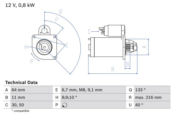 Electromotor FIAT TIPO combi (356_, 357_) 1.4 (356WXF1B) benzina 120 cai BOSCH 0 986 021 590