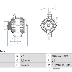 Alternator FIAT PANDA (169_) 1.3 D Multijet (169.AXC1A) diesel 70 cai BOSCH 0 986 048 771
