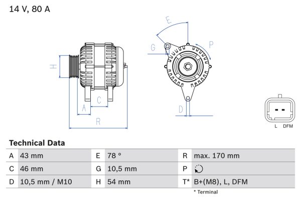 Alternator FIAT FIORINO microbus (225_) 1.4 (225BXA1A) benzina 73 cai BOSCH 0 986 049 410