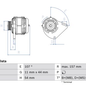 Alternator FIAT PANDA (169_) 1.1 (169.AXA1A) benzina 54 cai BOSCH 0 986 080 490