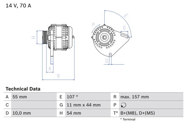 Alternator FIAT PANDA (169_) 1.1 (169.AXA1A) benzina 54 cai BOSCH 0 986 080 490