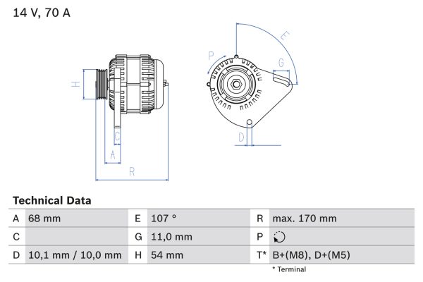 Alternator FIAT PANDA (169_) 1.1 (169.AXA1A) benzina 54 cai BOSCH 0 986 080 560