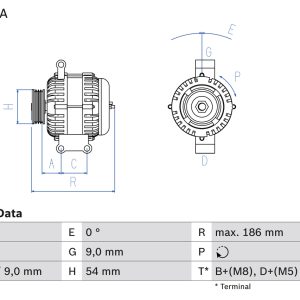 Alternator FIAT PANDA (169_) 1.3 D Multijet (169AXG1A, 169AXD1A) diesel 75 cai BOSCH 0 986 083 250