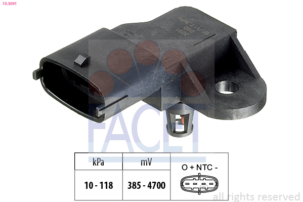 Senzor presiune aer FIAT TIPO limuzina (356_, 357_) 1.4 (356SXA1B) benzina 95 cai FACET 10.3091