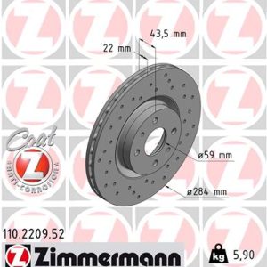 Disc frana FIAT CROMA (154_) 2500 V6 benzina 162 cai ZIMMERMANN 110.2209.52