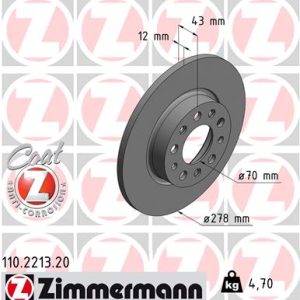 Disc frana FIAT 500X (334_) 1.0 (334.AXN1B) benzina 114 cai ZIMMERMANN 110.2213.20