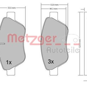 Placute frana FIAT 500L (351_, 352_) 1.3 D Multijet (199.LYM11, 199.LYM1A) diesel 95 cai METZGER 1170102