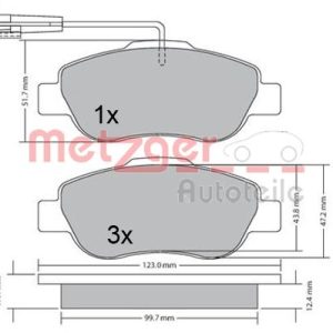 Placute frana FIAT FIORINO Autoutilitara/limuzina spatioasa (225_) 1.3 D Multijet (225BXD1A, 225BXB1A, 225BXB11) diesel 75 cai METZGER 1170382