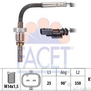 Senzor temperatura gaze evacuare FIAT PANDA (312_, 319_) 1.3 D Multijet (312PXU1A, 312PXW1A) diesel 95 cai FACET 22.0243