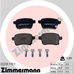 Placute frana FIAT 500L (351_, 352_) 1.4 (199LYF1B) benzina 120 cai ZIMMERMANN 22220.170.1