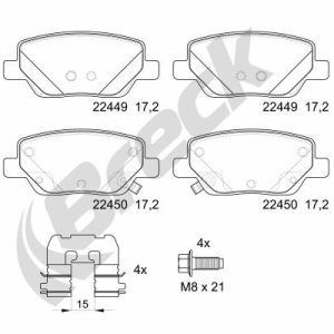 Placute frana FIAT TIPO limuzina (356_, 357_) 1.3 D (356SXB1A, 356SXH1A, 356SXD1A) diesel 95 cai BRECK 22449 00 704 00