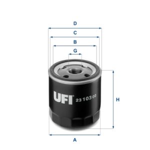 Filtru ulei FIAT PANDA Caseta/ Hatchback (169_) 1.2 Bipower (169CXB1A) Benzina/Etanol 60 cai UFI 23.103.00