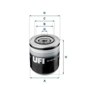 Filtru ulei FIAT ARGENTA (132_) 2500 Diesel diesel 72 cai UFI 23.167.00