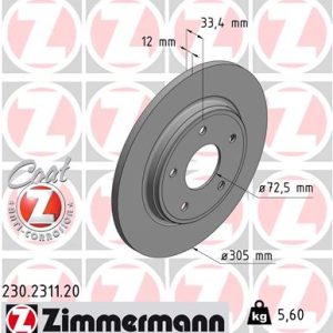 Disc frana FIAT FREEMONT (345_) 2.4 benzina 170 cai ZIMMERMANN 230.2311.20