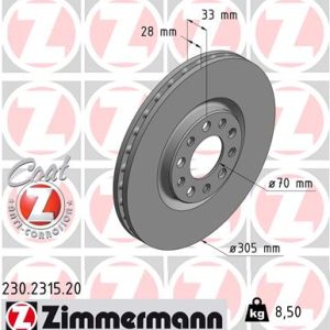 Disc frana FIAT 500X (334_) 1.0 (334.AXN1B) benzina 114 cai ZIMMERMANN 230.2315.20
