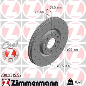 Disc frana FIAT 500X (334_) 1.0 (334.AXN1B) benzina 114 cai ZIMMERMANN 230.2315.52