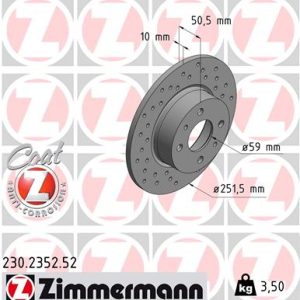 Disc frana FIAT CROMA (154_) 2500 D diesel 75 cai ZIMMERMANN 230.2352.52
