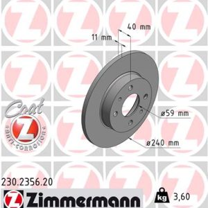 Disc frana FIAT 500 (312_) 1.2 LPG (312AXA1A) Benzina/Autogaz (GPL) 69 cai ZIMMERMANN 230.2356.20