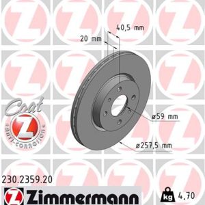 Disc frana FIAT TIPO (160_) 1.8 i.e.16V Sport benzina 136 cai ZIMMERMANN 230.2359.20