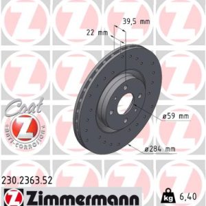 Disc frana FIAT TIPO (160_) 2.0 16V (160.AV) benzina 146 cai ZIMMERMANN 230.2363.52