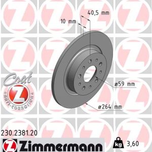 Disc frana FIAT 500L (351_, 352_) 0.9 (199LYC1B) benzina 105 cai ZIMMERMANN 230.2381.20