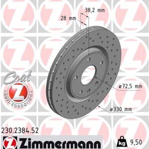 Disc frana FIAT FREEMONT (345_) 2.0 JTD 4x4 diesel 163 cai ZIMMERMANN 230.2384.52