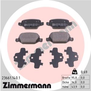 Placute frana FIAT 500 (312_) 1.4 (301J410) benzina 102 cai ZIMMERMANN 23661.140.1